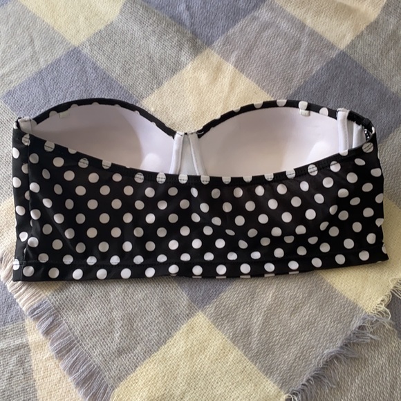 Retro Black Polka Dot Strapless Bikini Top HDE - Picture 3 of 4